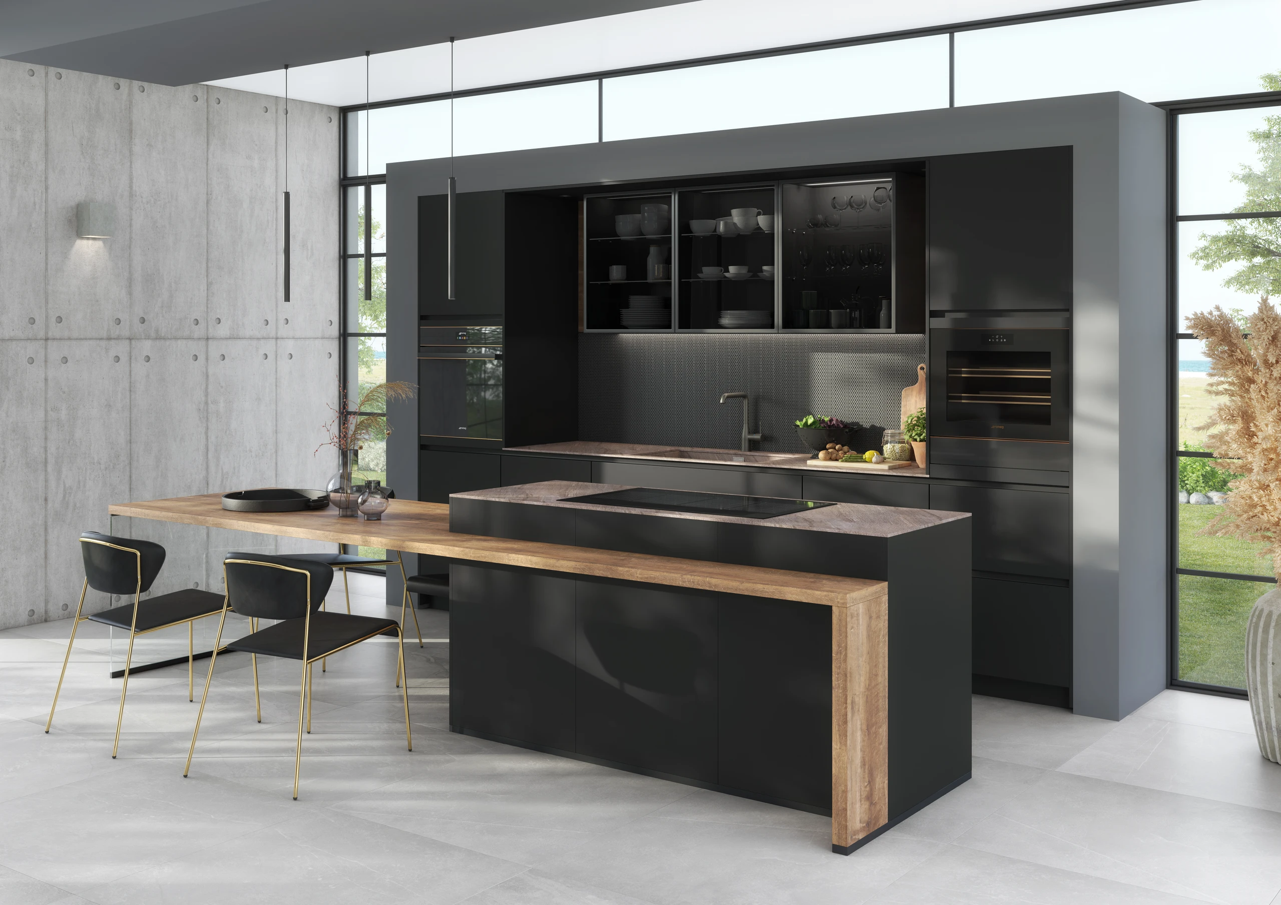 Close-up of Divine graphite black lacquered finish